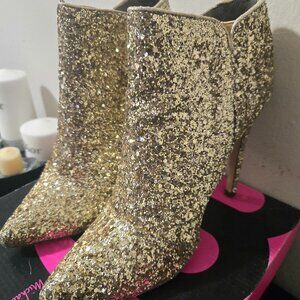 Gold Glitter Ankle Booties